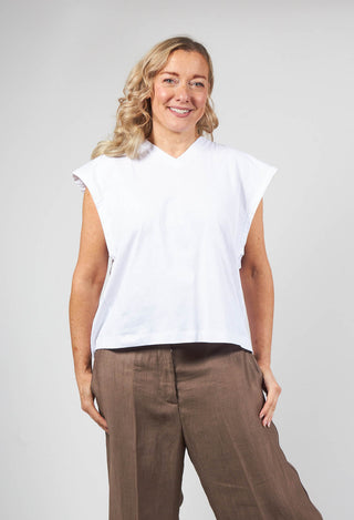 V- Neck Jersey Top Quinotauro in Bianco