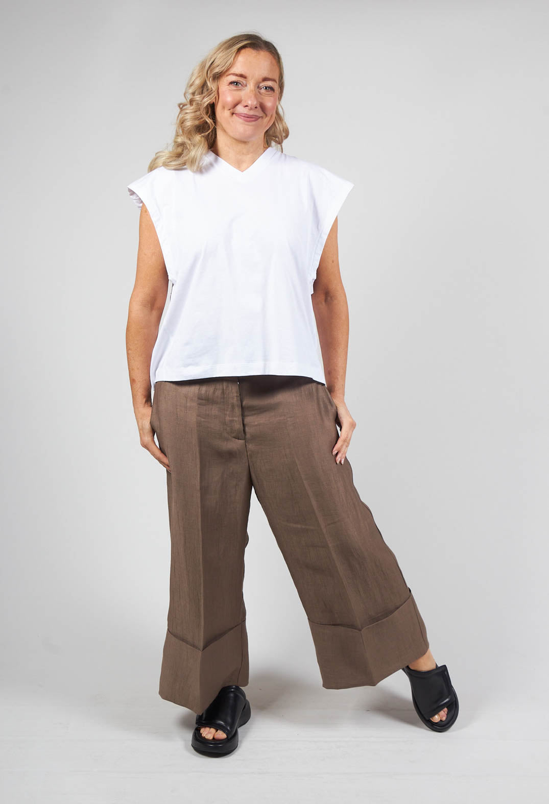 V- Neck Jersey Top Quinotauro in Bianco