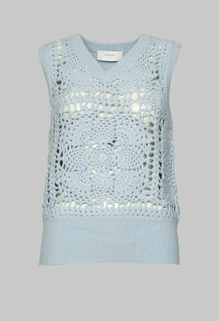 baby blue crochet v neck tank top