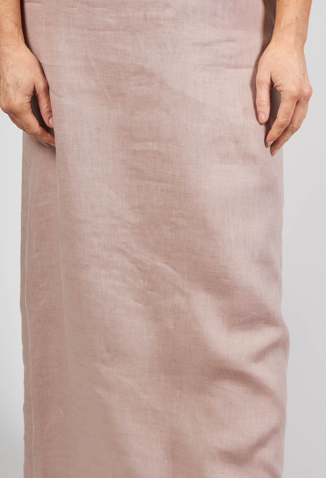 V-Neck Linen Dress in Dusky Pink