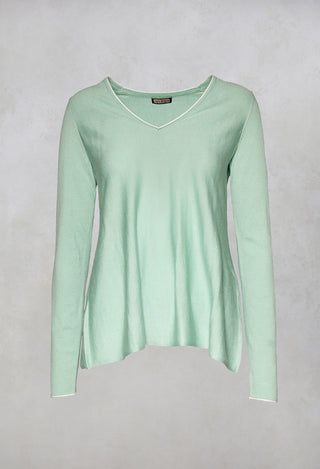 V-neckline Jumper in Verde Acqua-Water