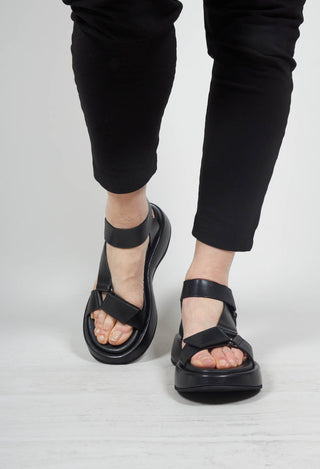 Velcro Strap Sandals in Black