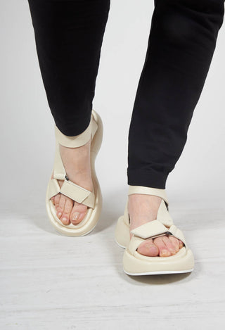 Velcro Strap Sandals in Ecru