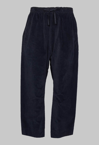 Velvet Drawstring Trousers in Navy