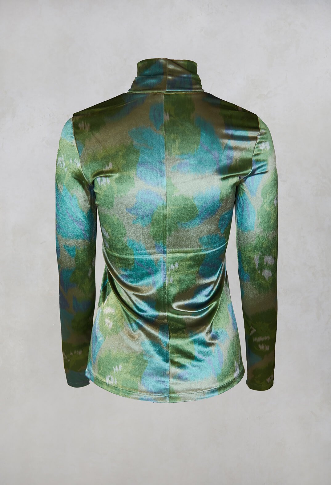 Velvet Turtleneck Top in Verde / Blu