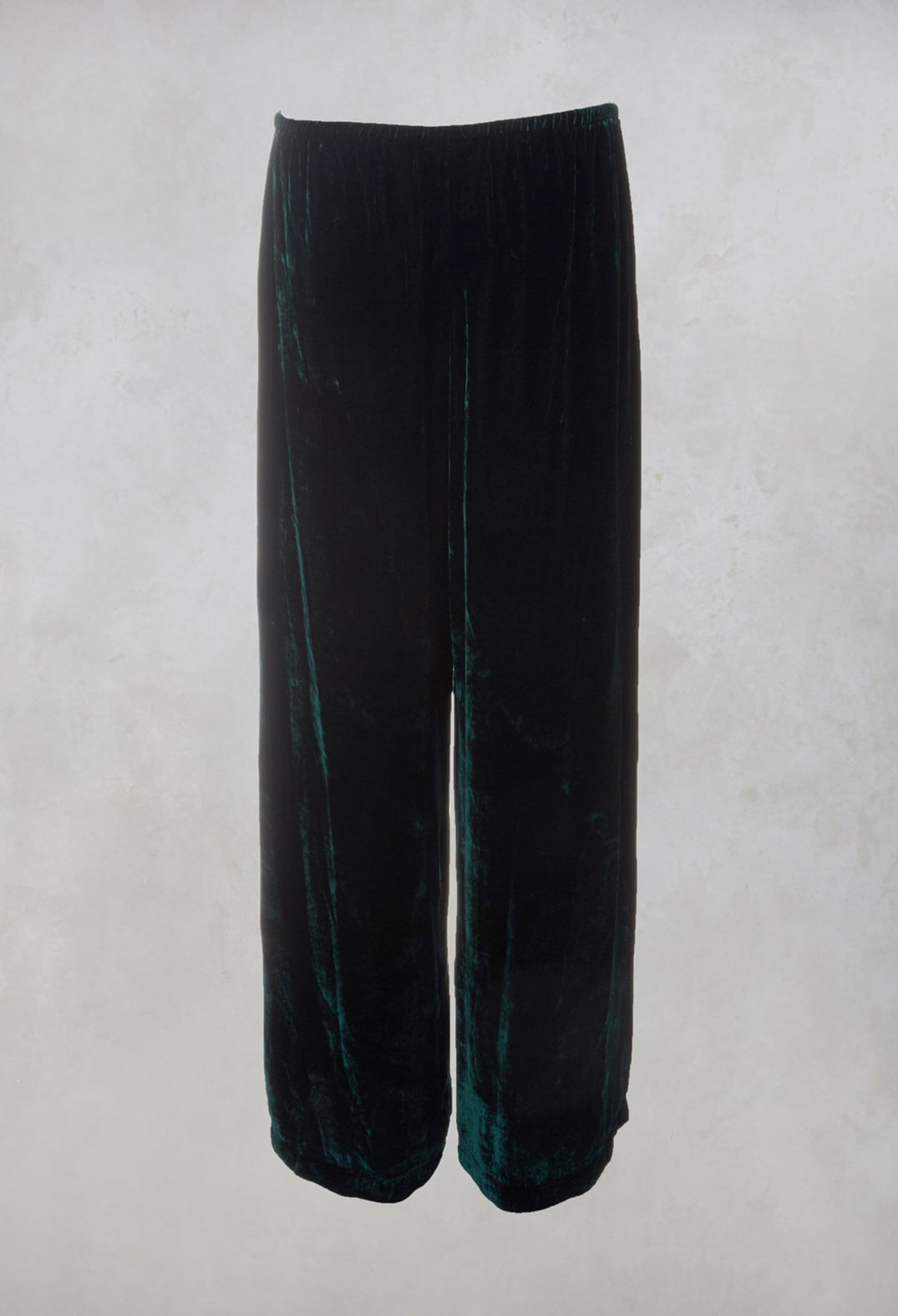 Velvet Wide Leg Trousers in Emerald