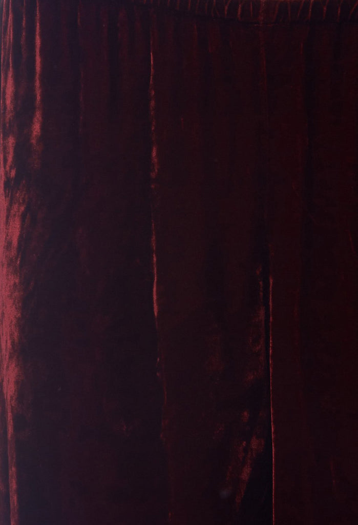 Velvet Wide Leg Trousers in Ruby