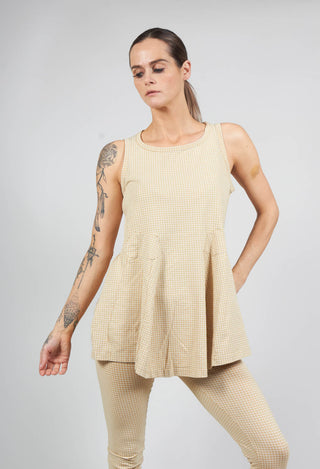 Vest Top with Flared Hemline in Corn Print