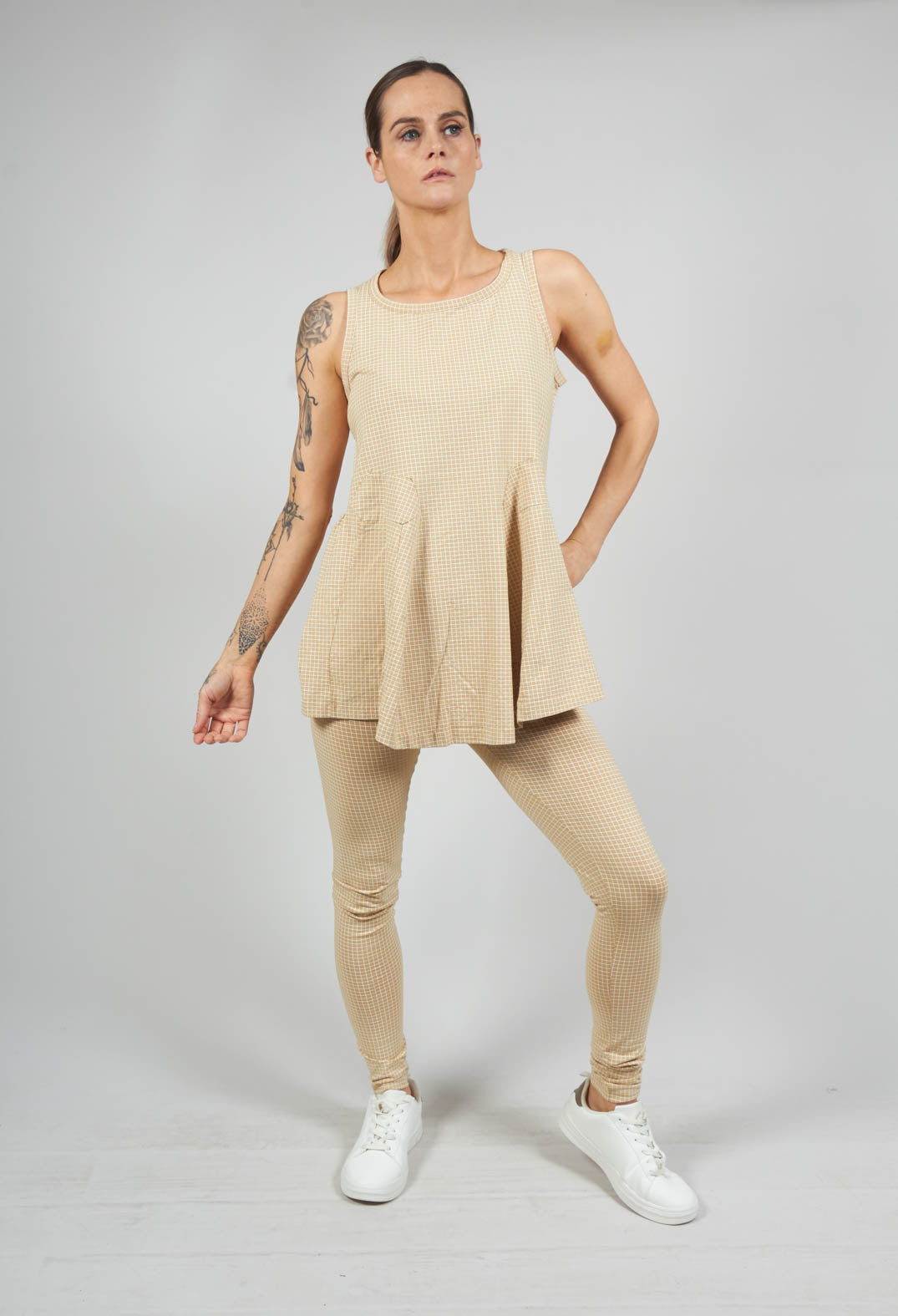 Vest Top with Flared Hemline in Corn Print