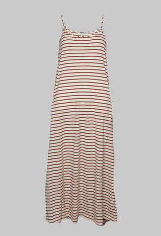 Vetro Dress with Thin Straps in Argilla and Latte