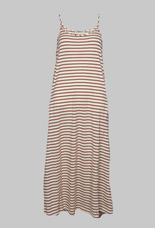 Vetro Dress with Thin Straps in Argilla and Latte