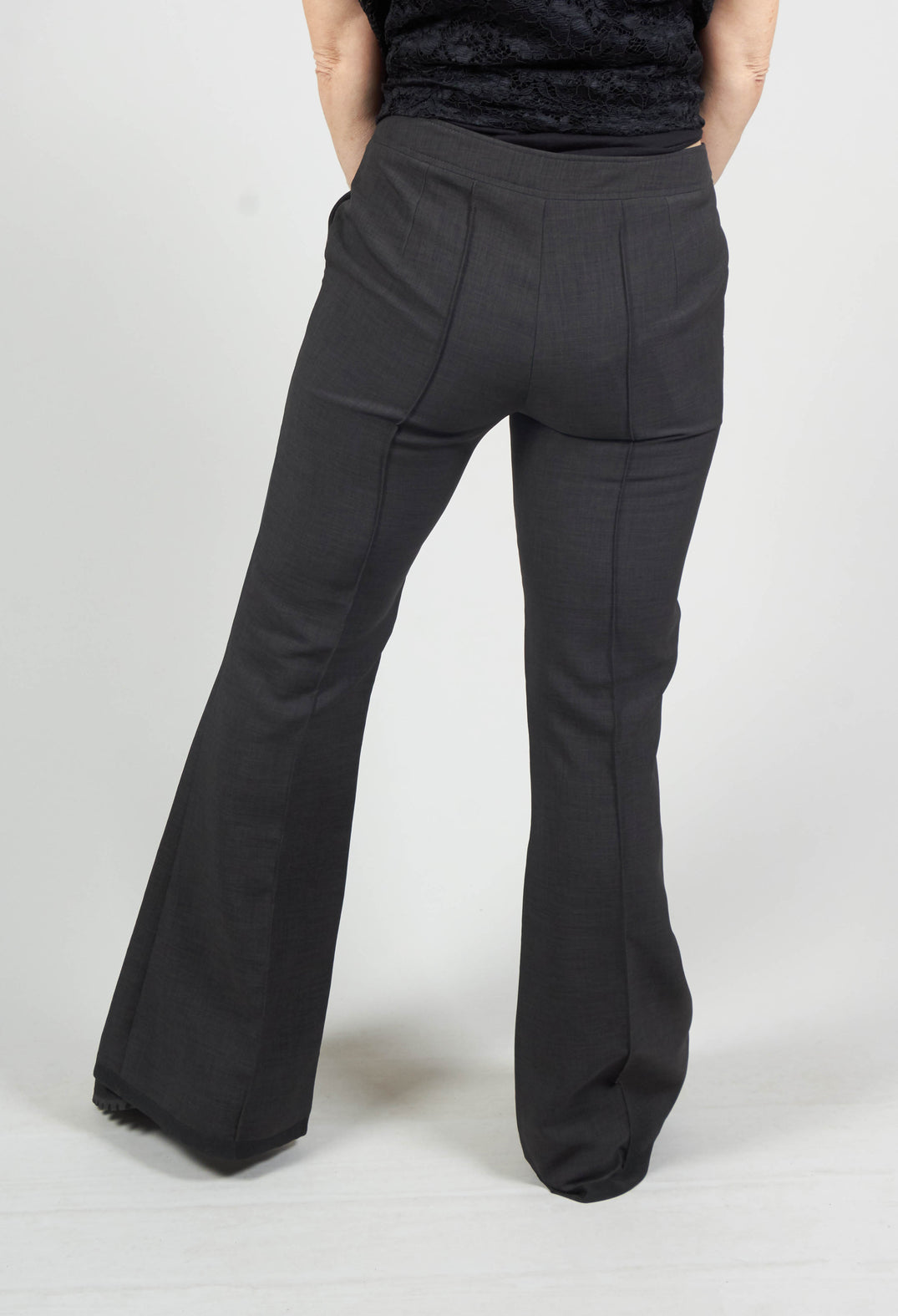 Long Wide Leg Trousers in Charcoal