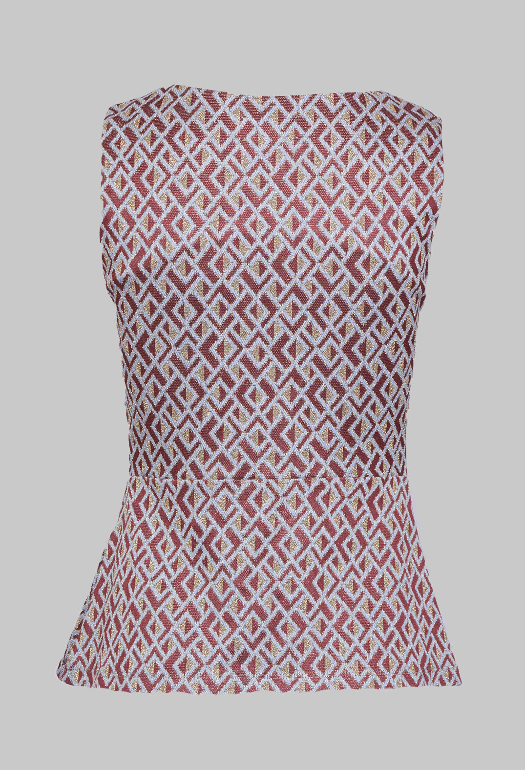 Jacquard Sleeveless Printed Top in Amber