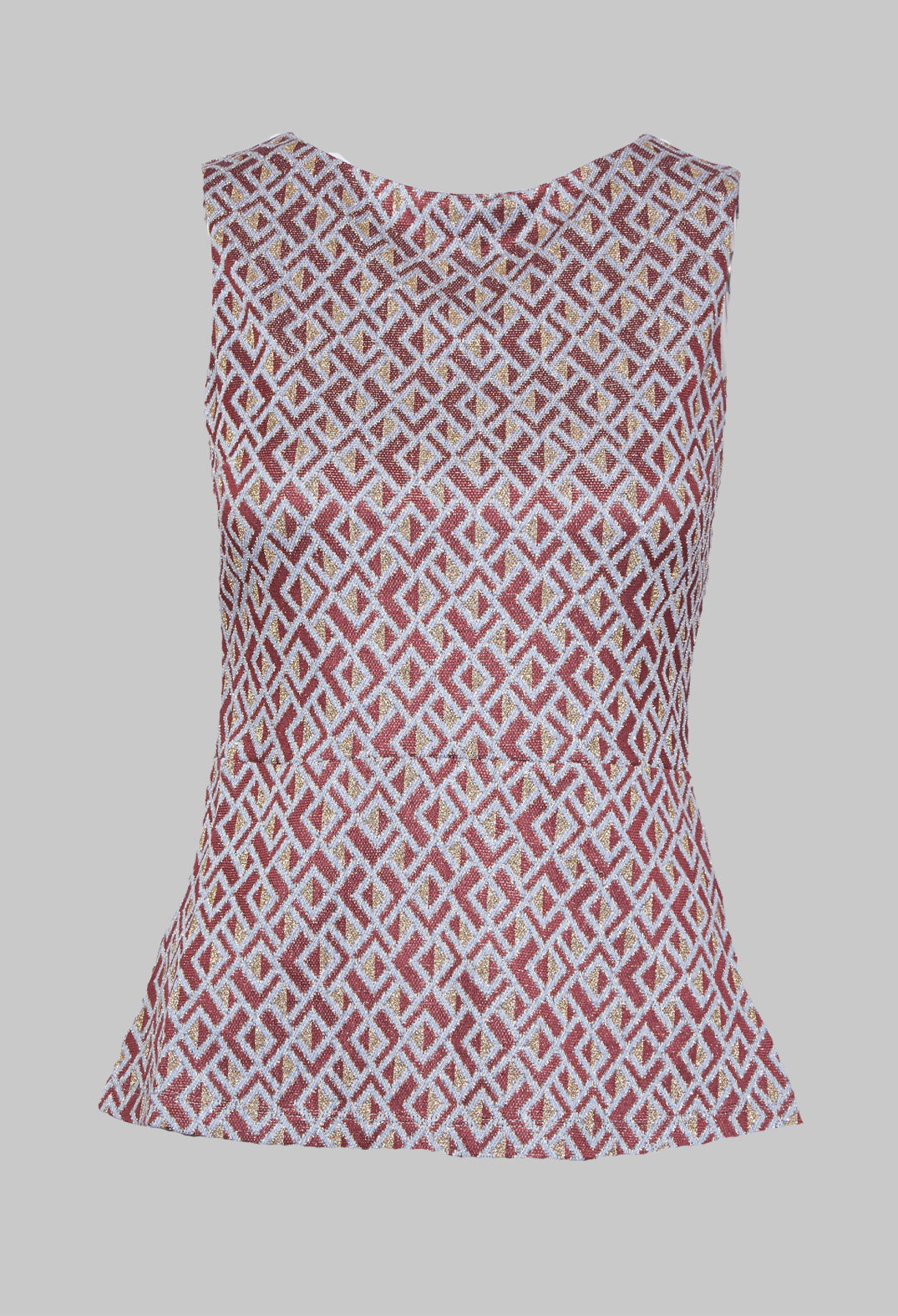 Jacquard Sleeveless Printed Top in Amber