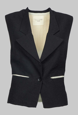 Waistcoat with Contrasting Back in Black and Cream