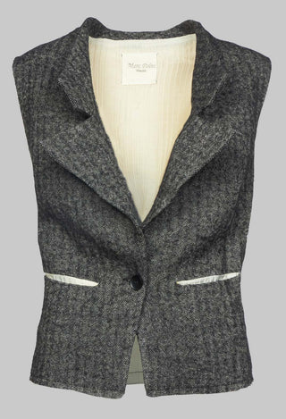 Waistcoat with Contrasting Back in Grey and Cream