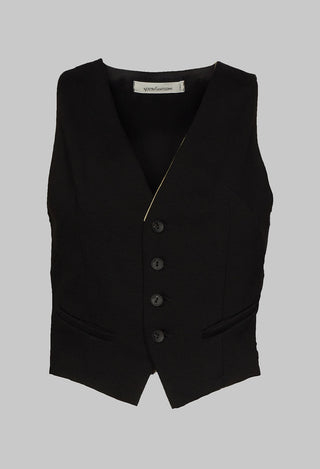 Waistcoat with Faux Front Pockets in Black