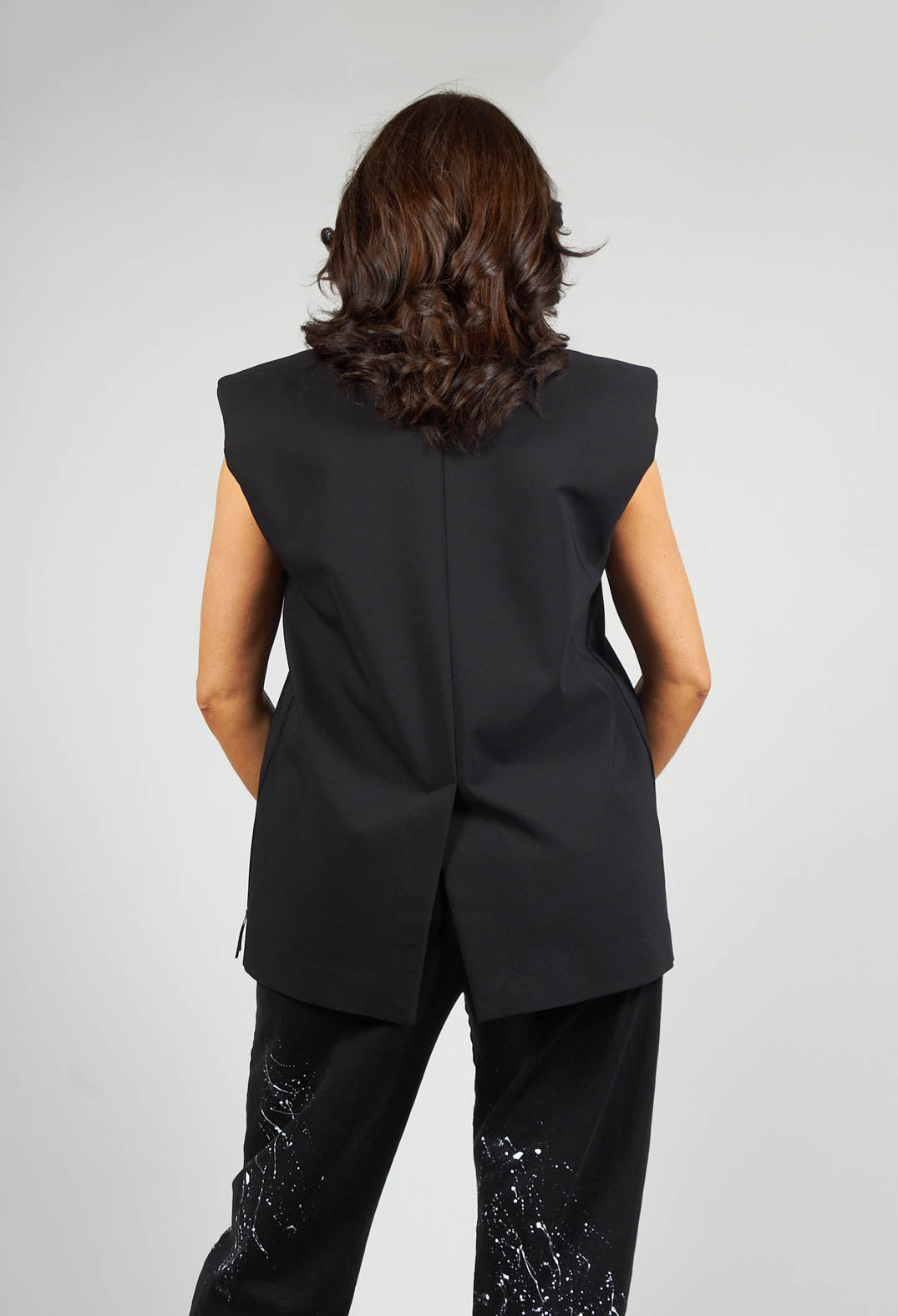 Waistcoat with Shoulder Pads in Black
