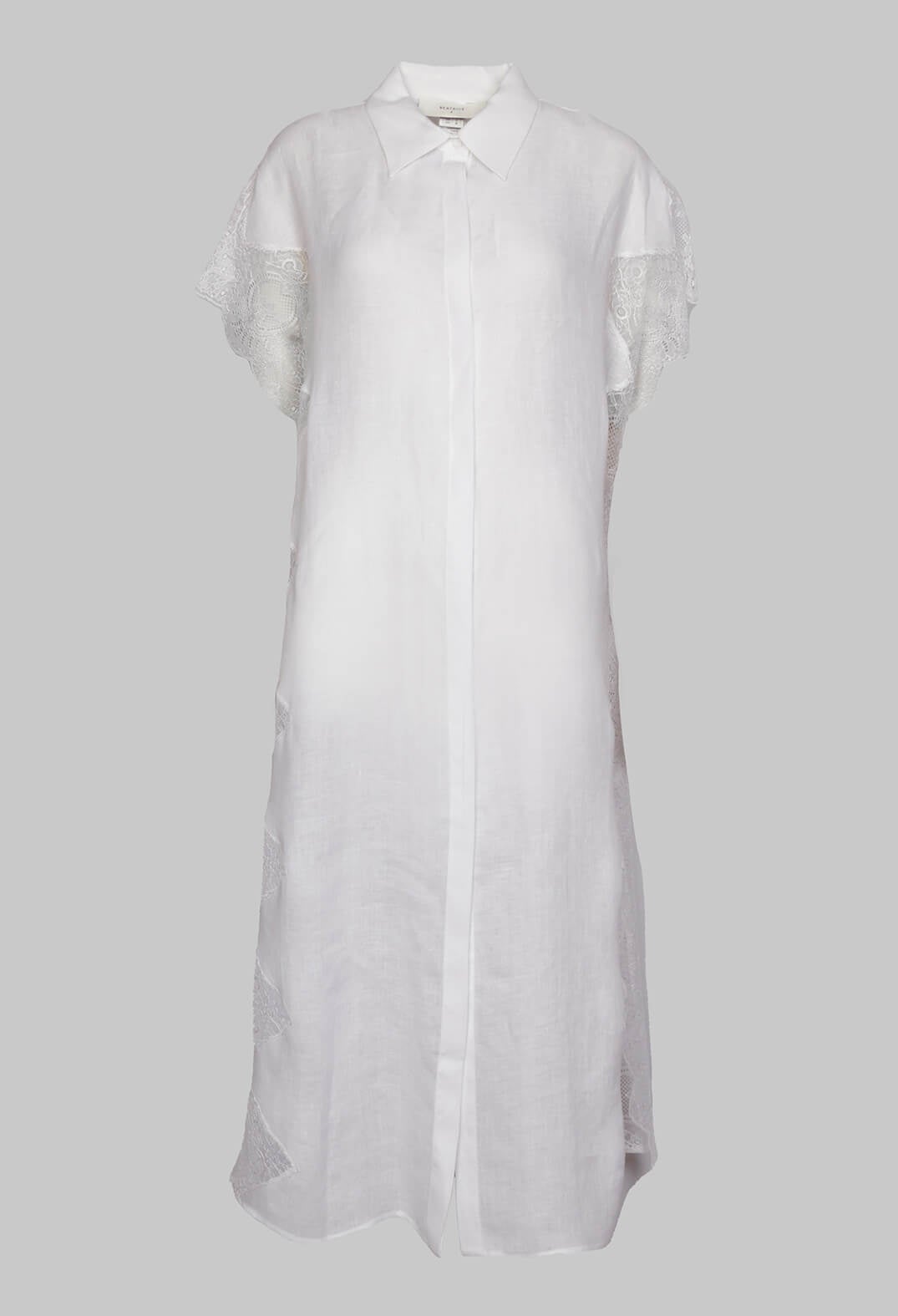 Beatrice B Shirt dress in white with lace detail