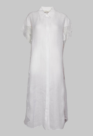 Beatrice B Shirt dress in white with lace detail