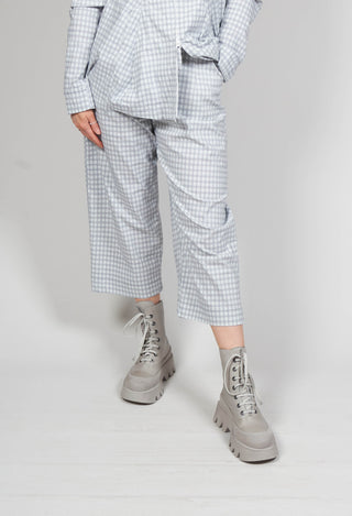 Wide Leg Cropped Trousers in Water Check