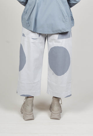 Wide Leg Cropped Trousers in Water Print