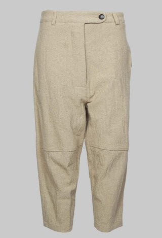 Wide Leg Dropcrotch Trousers in Beige