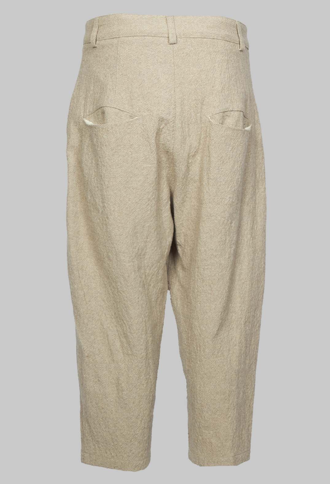 Wide Leg Dropcrotch Trousers in Beige