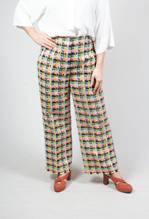 Wide Leg Trousers in Black Multicolour