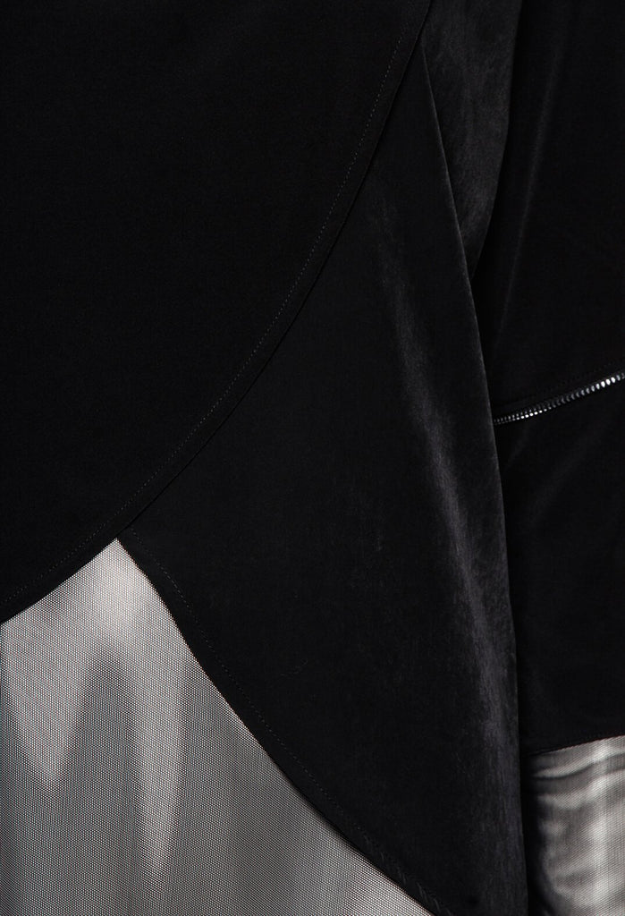 High Neck Top with Sheer Detailing in Black