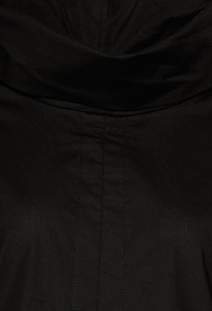 High Neck Blouse with Tie Detailed Sleeves in Black