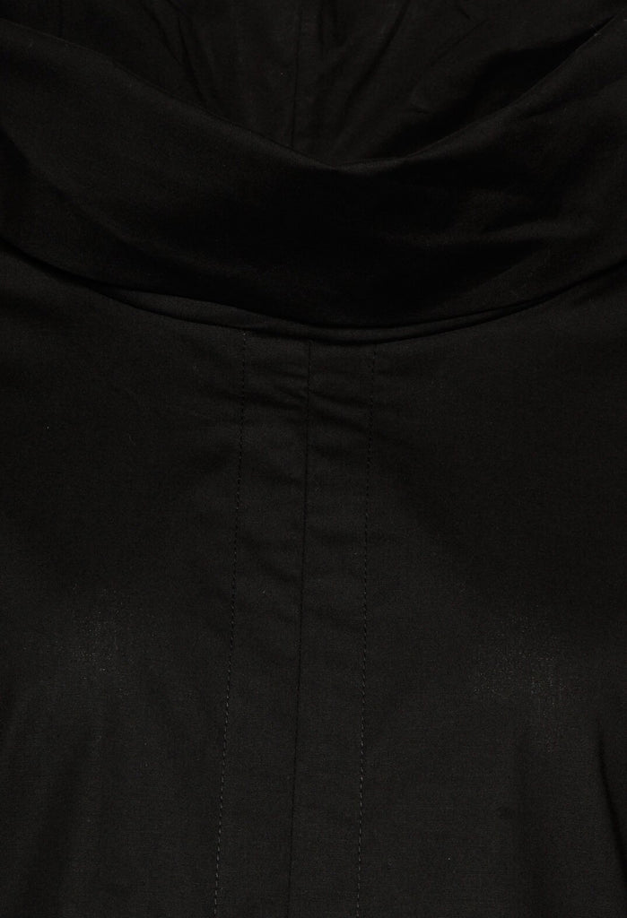 High Neck Blouse with Tie Detailed Sleeves in Black