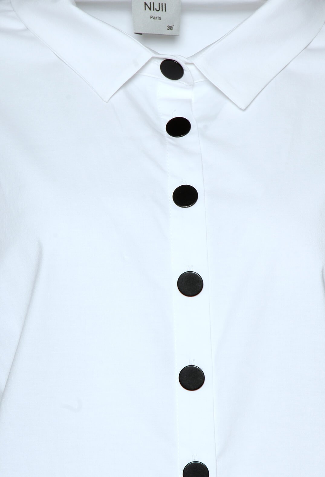 Longline Shirt with Contrasting Flat Buttons in White
