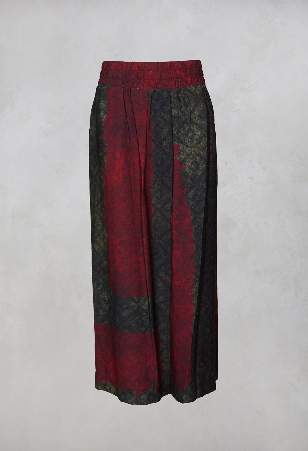 Wide Leg Trousers in Red / Green