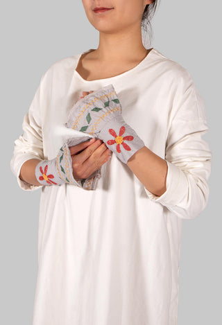 Wrist Cuffs with Flower Embroidery in Light Blue