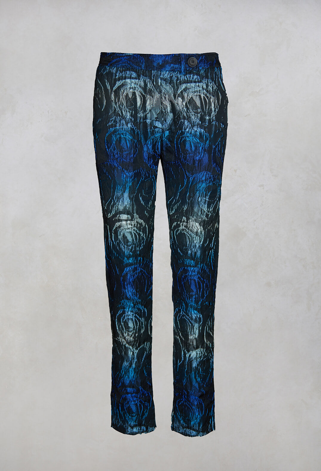 Floral Straight Leg Trousers in Electric Blue