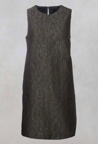 Shift Dress with Textured Front in Moss Green Mix
