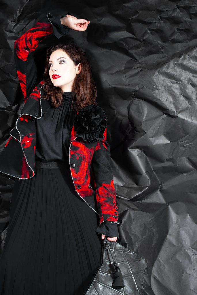 Bold Print Blazer in Black and Red