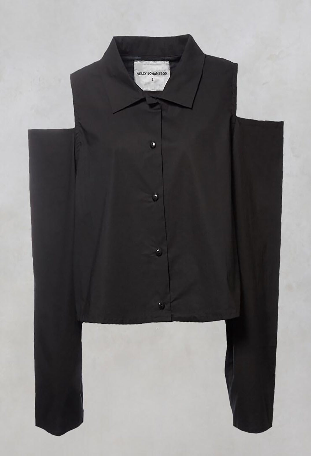 Dansholmen Shirt with Cut Out Shoulders in Black