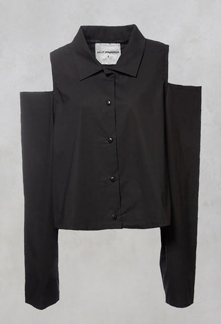 Dansholmen Shirt with Cut Out Shoulders in Black