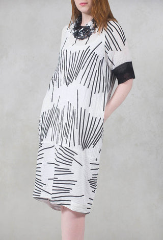 Oversized Shift Dress with Netting and Slip Dress in Black/White Print