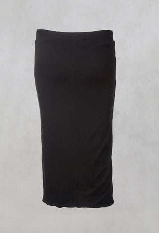 Mid Length Skirt with Elasticated Waistband in Black