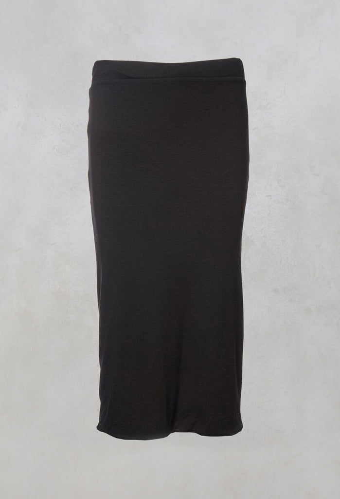 Mid Length Skirt with Elasticated Waistband in Black