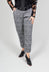 Cropped Pleated Trouser with Button in Check