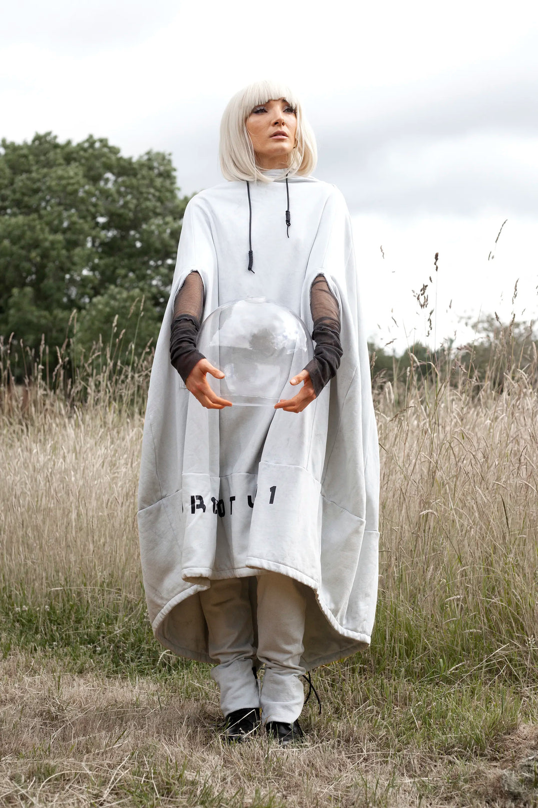 Printed Mesh T-Shirt in Cedar Silver