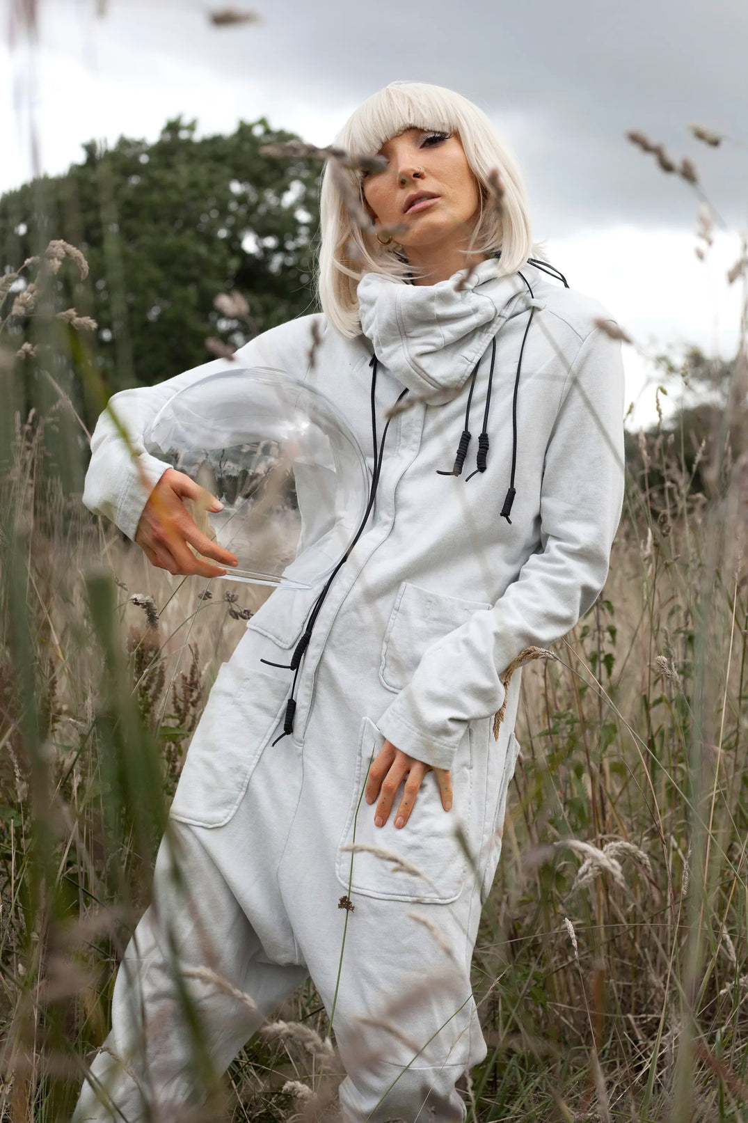 Logo Jumpsuit with Roll Neck in Birch Print