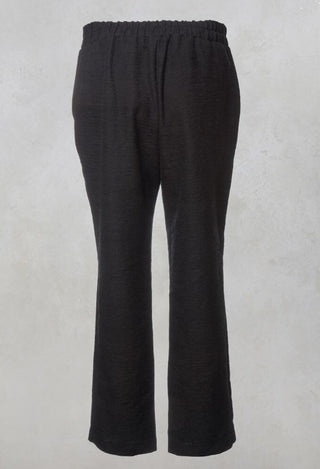Straight Leg Trousers with Elasticated Back in Black