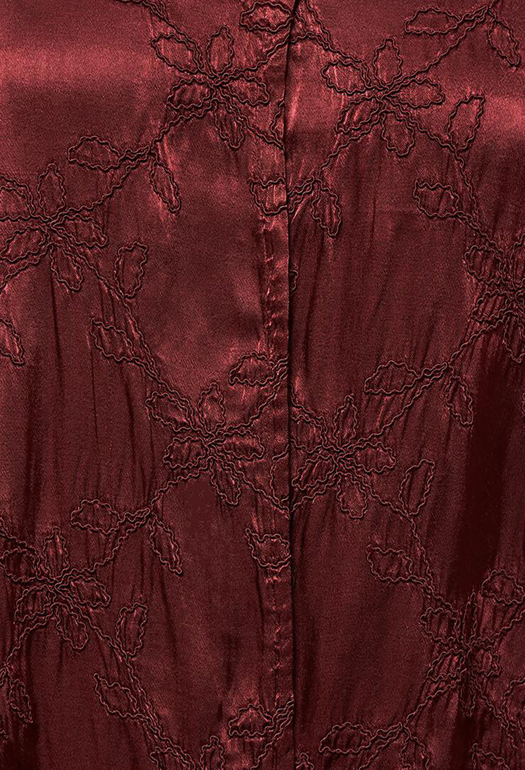 Satin Front Jacket with Embroidery in Burgundy