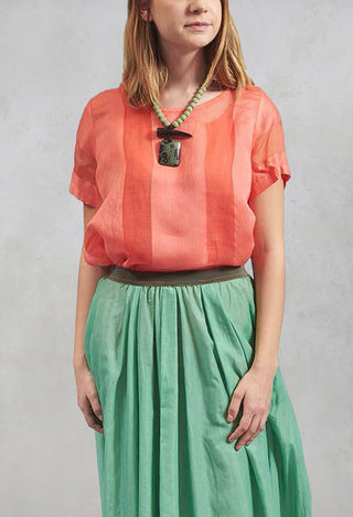 Sheer Striped Boxy Top in Tangerine