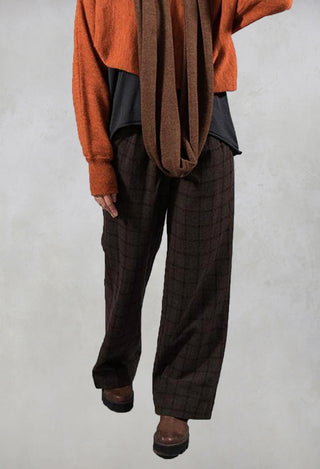Wide Trousers with Button Front in Brown